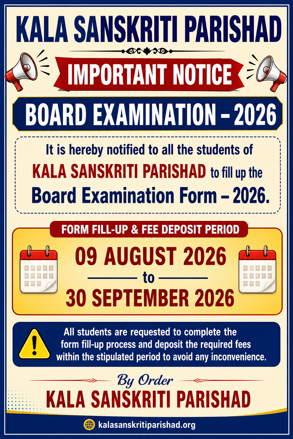Examination notice 2026